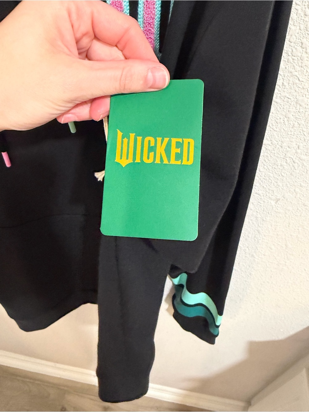 Wicked Black Hoodie with Pink & Mint Hood Lining - Picture 6 of 8